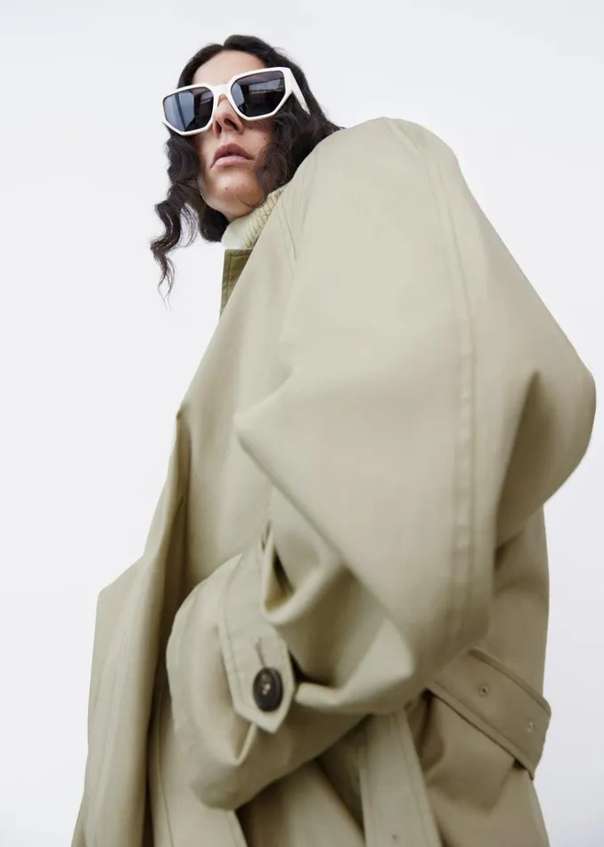 The Frankie Shop Decima Trench Coat 8211 Slate Green Shop Outerwear