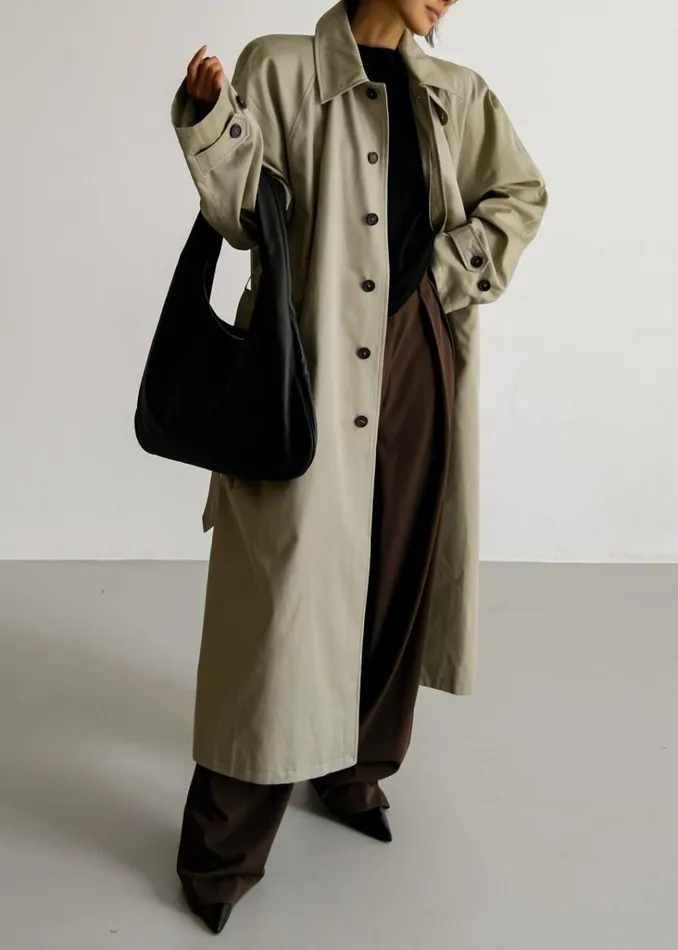 The Frankie Shop Decima Trench Coat 8211 Slate Green Shop Outerwear