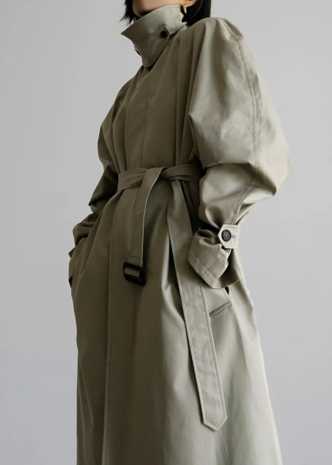 The Frankie Shop Decima Trench Coat 8211 Slate Green Shop Outerwear