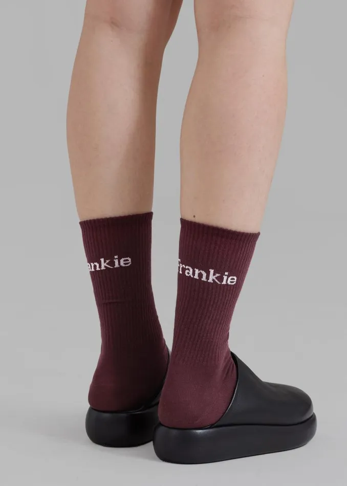 The Frankie Shop Frankie In English Ribbed Socks 8211 Bordeaux Shop Accessories
