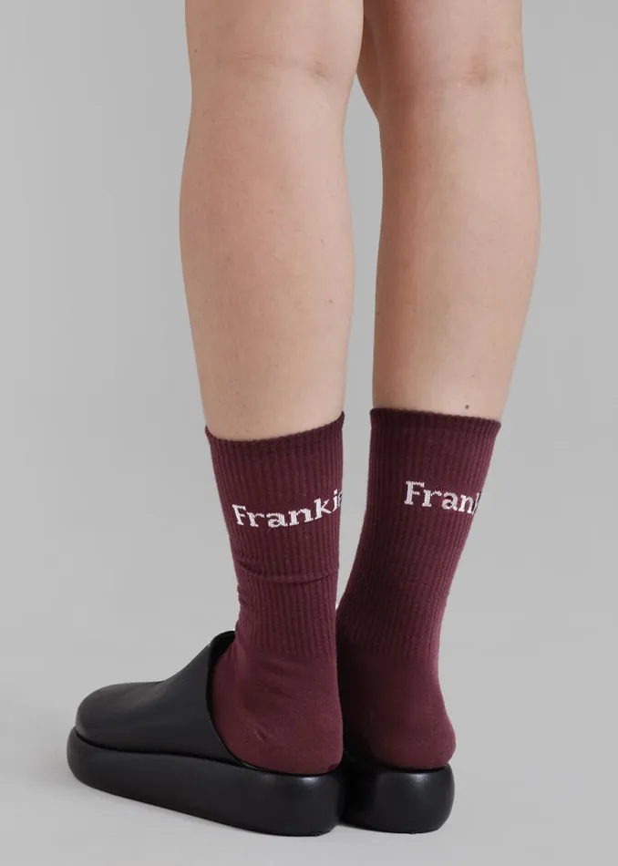 The Frankie Shop Frankie In English Ribbed Socks 8211 Bordeaux Shop Accessories