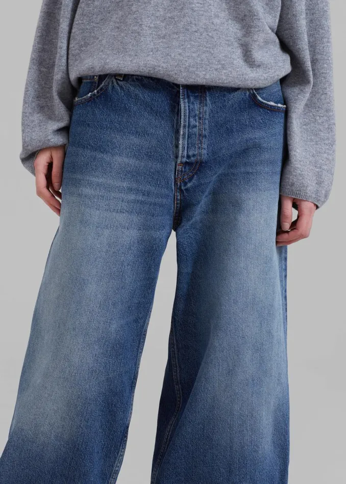 The Frankie Shop Haikure Bethany Pants 8211 Mid Blue Shop Denim