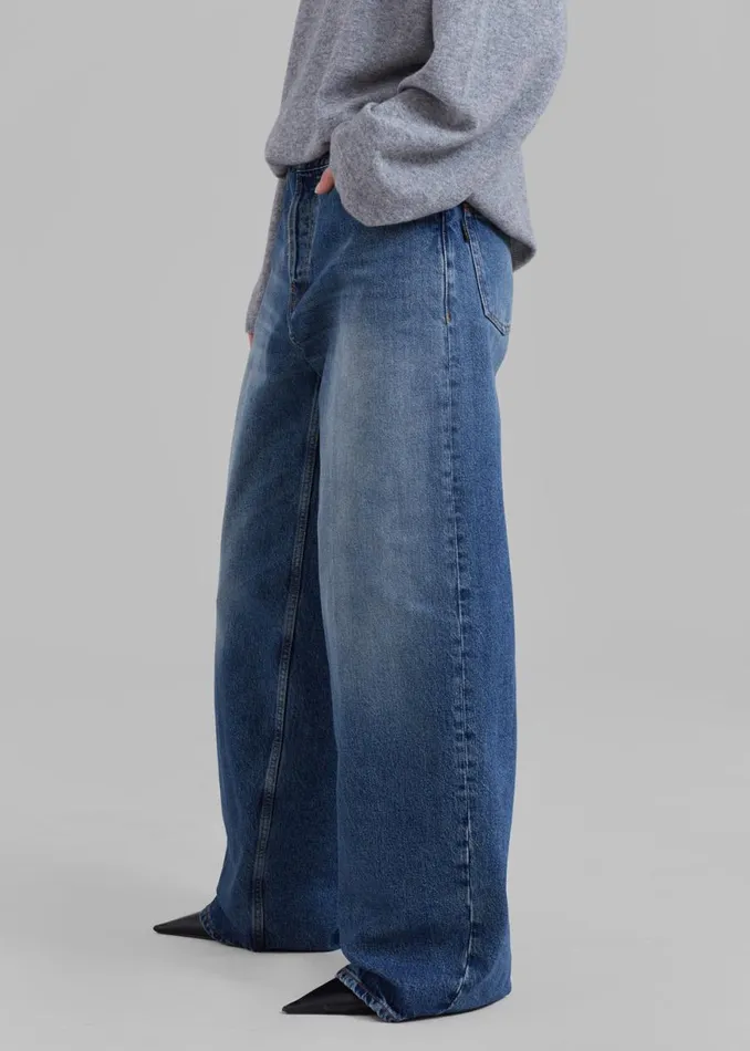 The Frankie Shop Haikure Bethany Pants 8211 Mid Blue Shop Denim