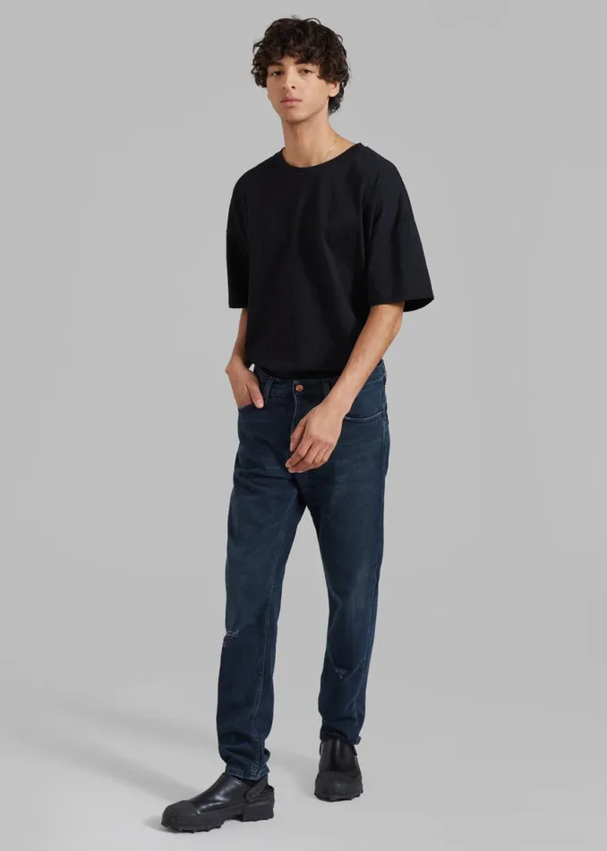 The Frankie Shop Haikure Tokyo Slim Pants 8211 Mended Blue Black Shop Clothing