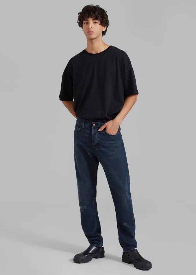 The Frankie Shop Haikure Tokyo Slim Pants 8211 Mended Blue Black Shop Clothing