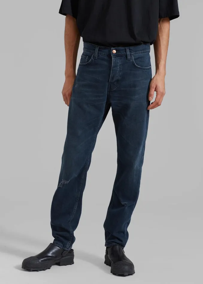 The Frankie Shop Haikure Tokyo Slim Pants 8211 Mended Blue Black Shop Clothing