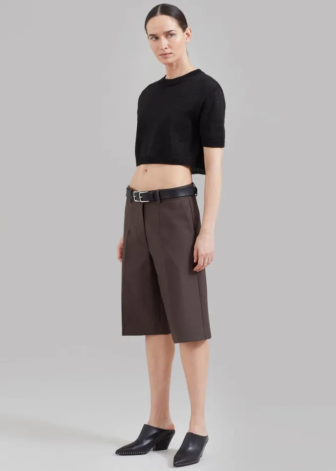 The Frankie Shop Holly Cropped Knit Top 8211 Black Shop Knitwear
