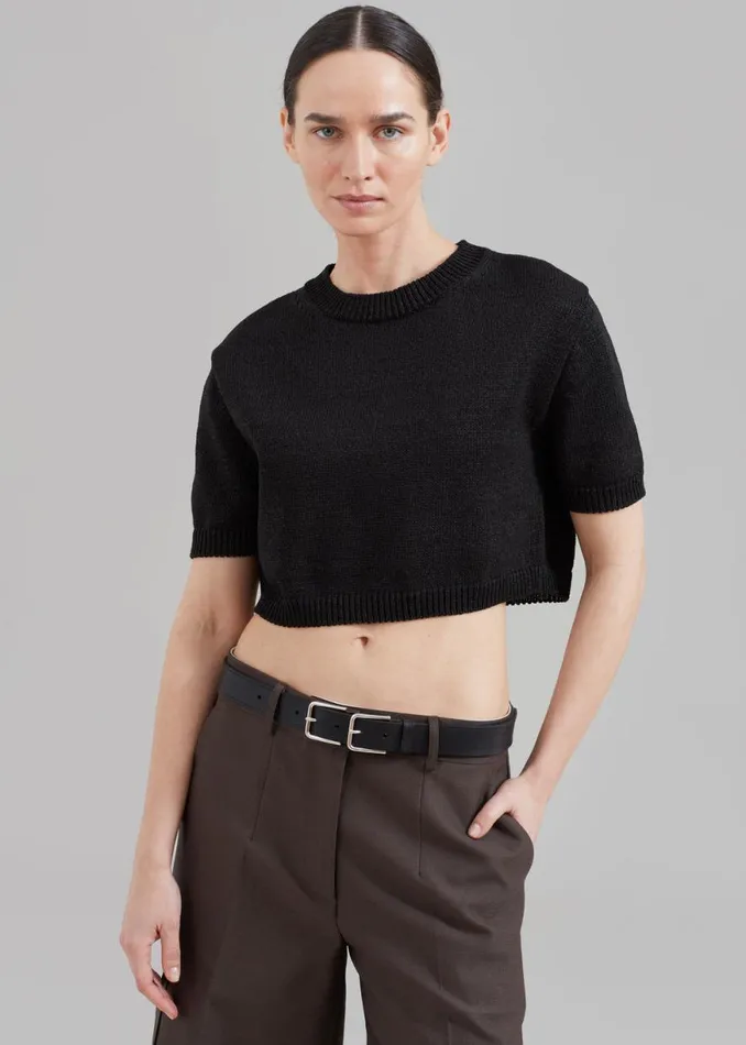 The Frankie Shop Holly Cropped Knit Top 8211 Black Shop Knitwear