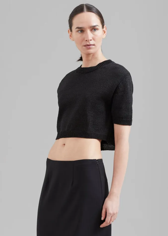 The Frankie Shop Holly Cropped Knit Top 8211 Black Shop Knitwear