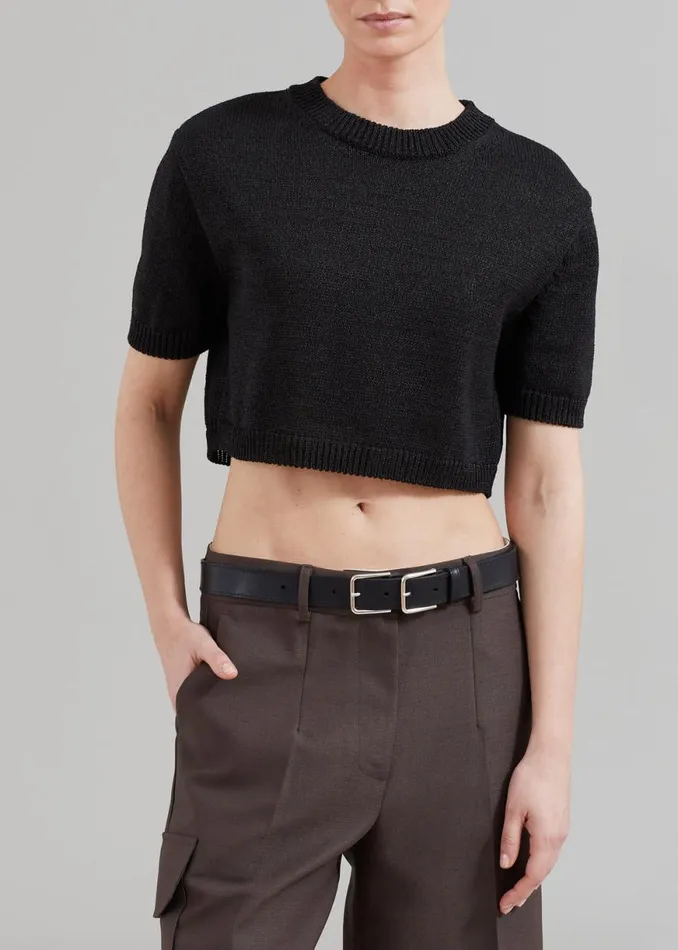 The Frankie Shop Holly Cropped Knit Top 8211 Black Shop Knitwear