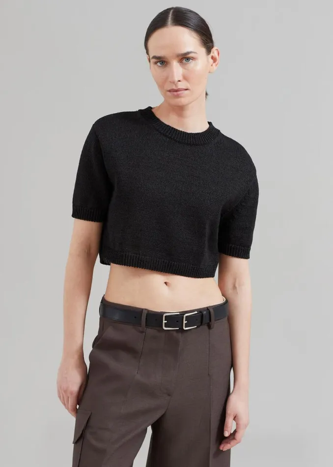 The Frankie Shop Holly Cropped Knit Top 8211 Black Shop Knitwear