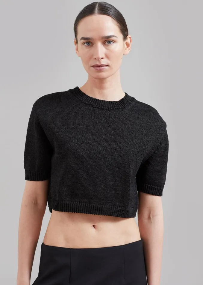 The Frankie Shop Holly Cropped Knit Top 8211 Black Shop Knitwear