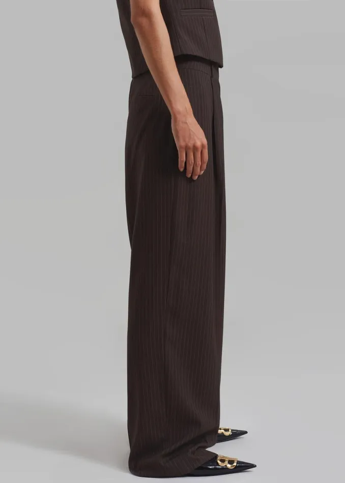 The Frankie Shop Ivey Pintuck Trousers 8211 BrownWhite Pinstripe Shop Clothing