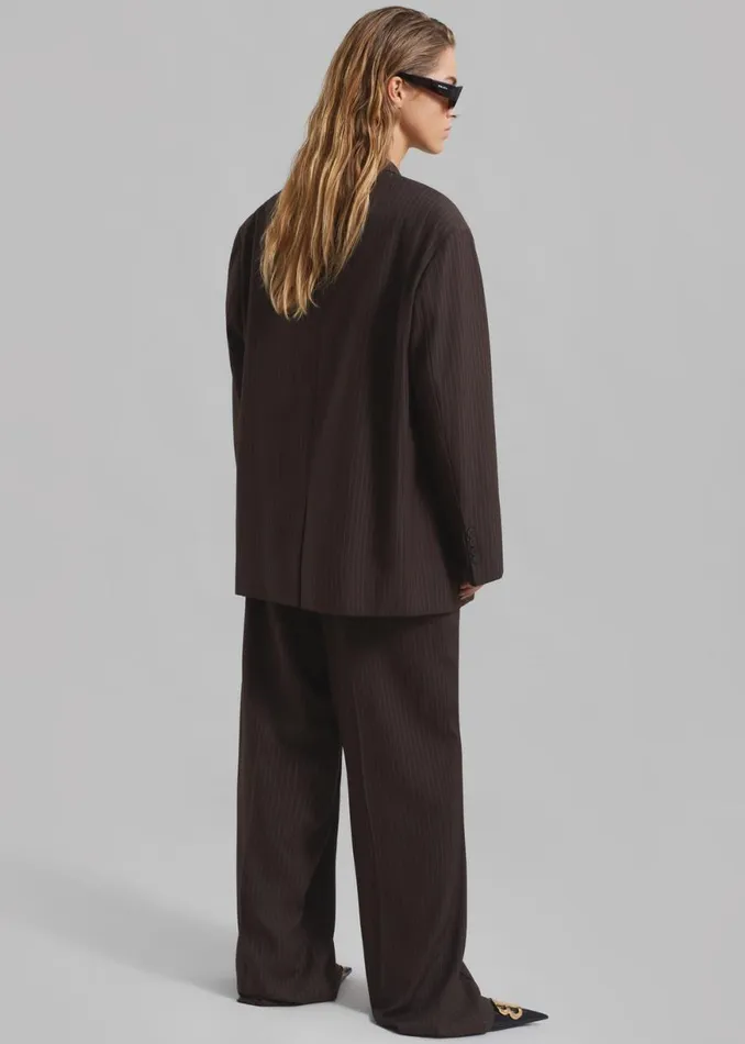 The Frankie Shop Ivey Pintuck Trousers 8211 BrownWhite Pinstripe Shop Clothing