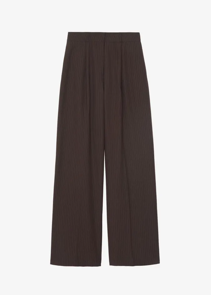 The Frankie Shop Ivey Pintuck Trousers 8211 BrownWhite Pinstripe Shop Clothing