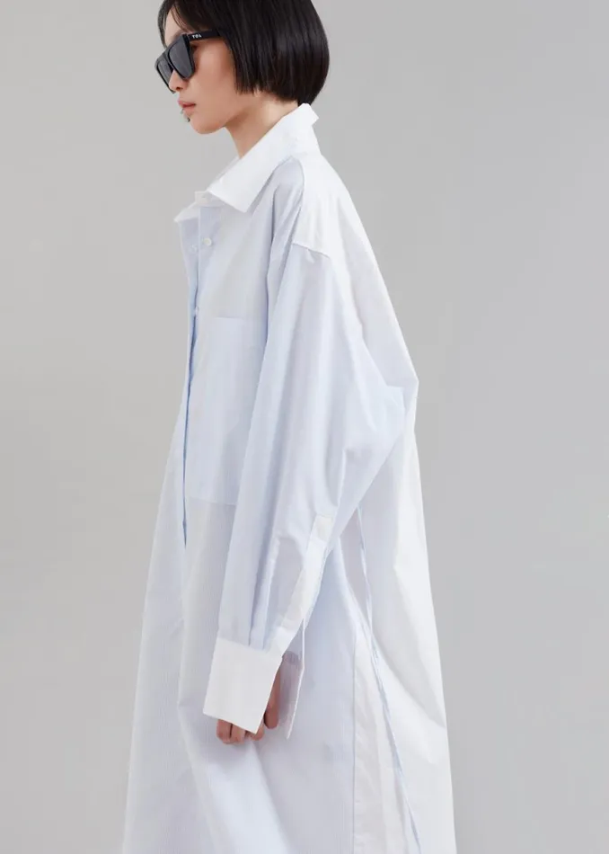 The Frankie Shop Ivy Contrast Cuff Shirt Dress 8211 Light Blue Stripe Shop Dresses