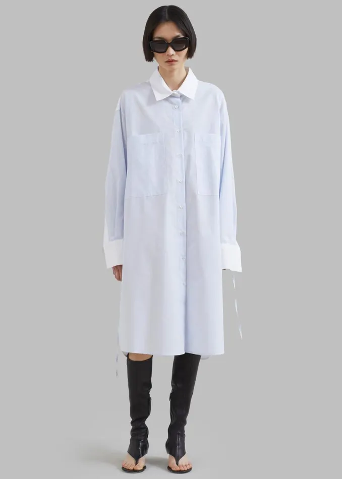 The Frankie Shop Ivy Contrast Cuff Shirt Dress 8211 Light Blue Stripe Shop Dresses