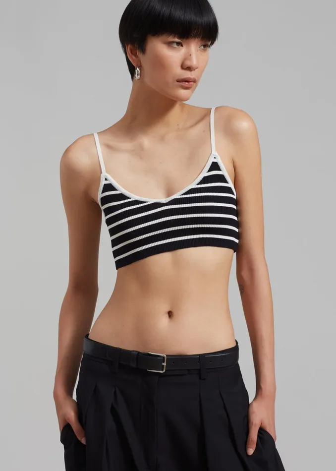 The Frankie Shop Jade Knit Bralette 8211 White Stripe Shop Tops