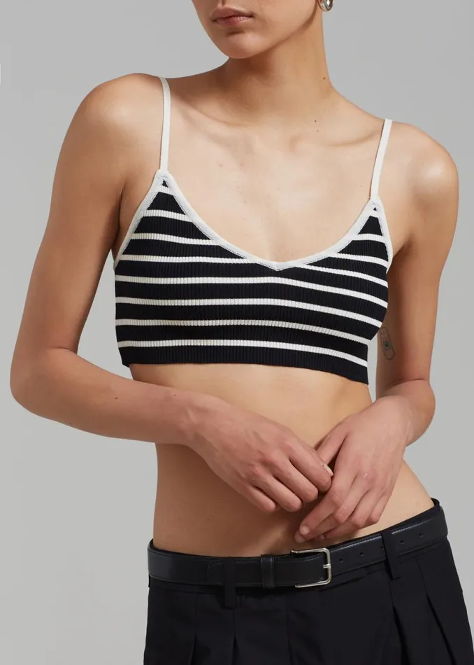 The Frankie Shop Jade Knit Bralette 8211 White Stripe Shop Tops