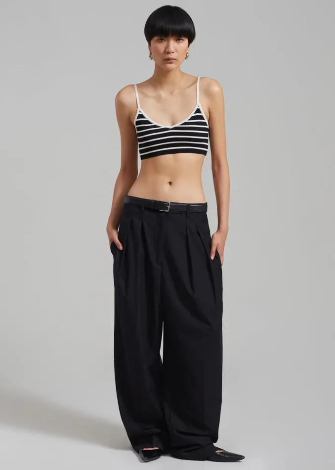 The Frankie Shop Jade Knit Bralette 8211 White Stripe Shop Tops
