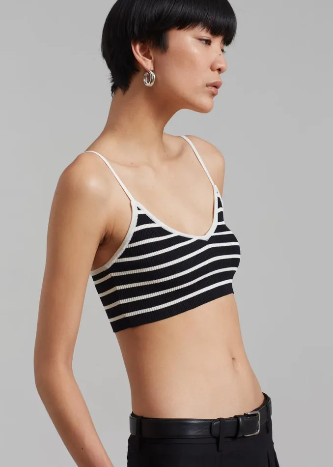The Frankie Shop Jade Knit Bralette 8211 White Stripe Shop Tops