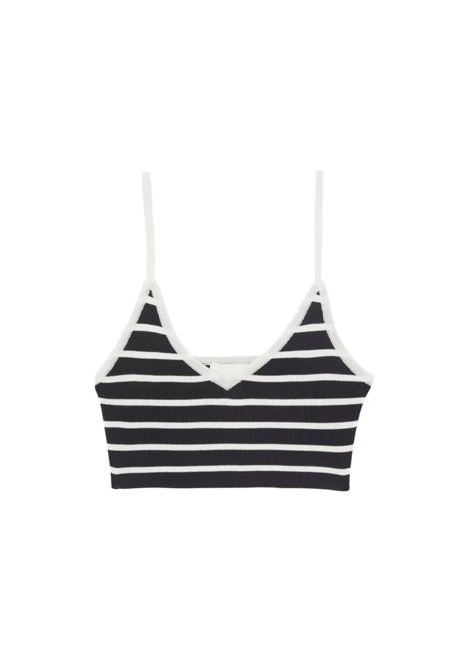 The Frankie Shop Jade Knit Bralette 8211 White Stripe Shop Tops