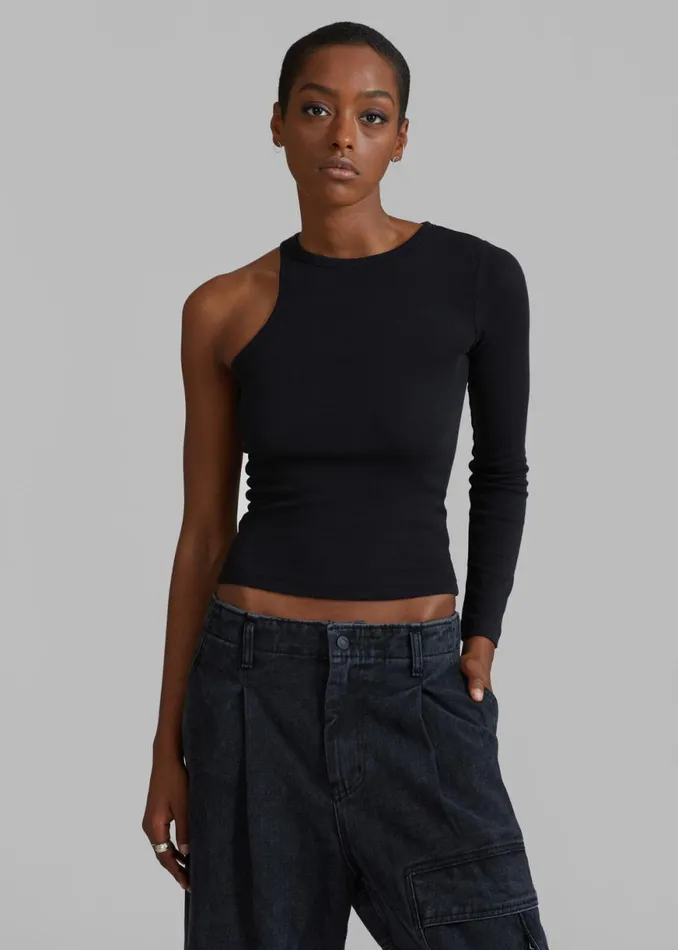 The Frankie Shop Jamie Asymmetric TShirt 8211 Black Shop Tops