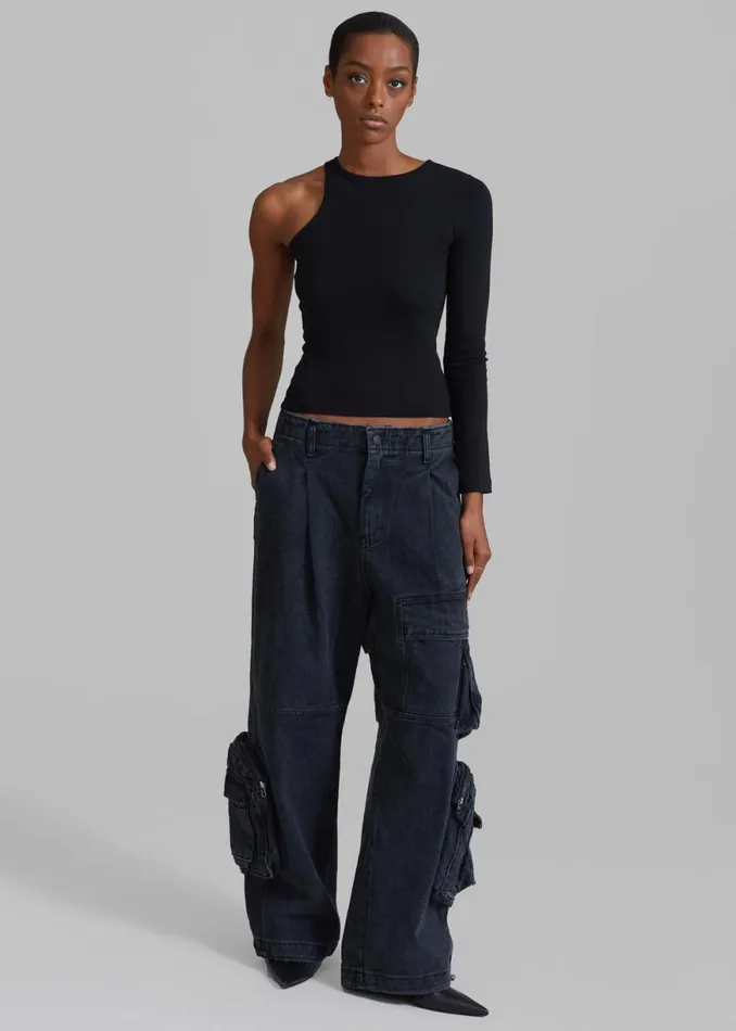 The Frankie Shop Jamie Asymmetric TShirt 8211 Black Shop Tops