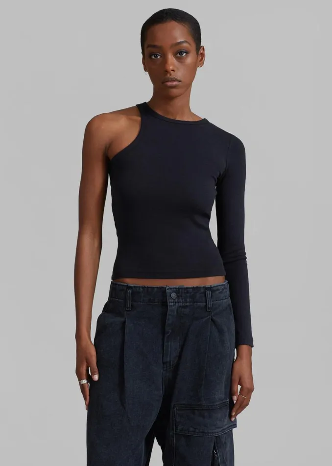 The Frankie Shop Jamie Asymmetric TShirt 8211 Black Shop Tops