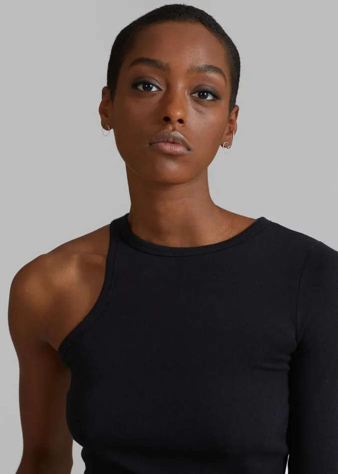 The Frankie Shop Jamie Asymmetric TShirt 8211 Black Shop Tops