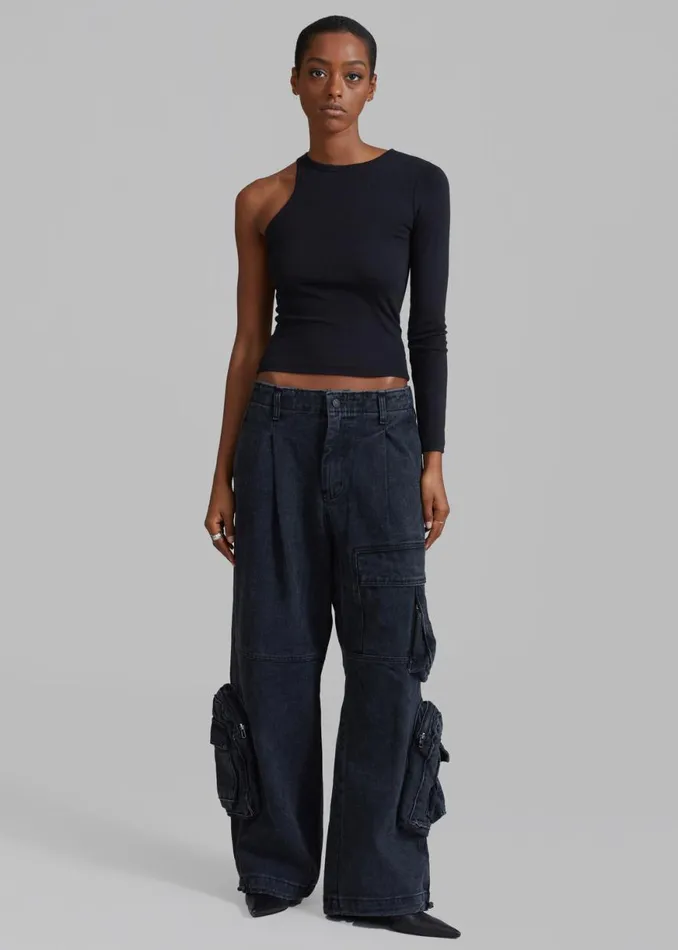 The Frankie Shop Jamie Asymmetric TShirt 8211 Black Shop Tops