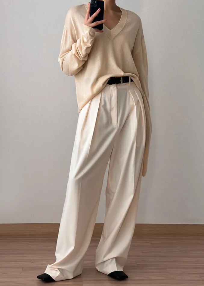 The Frankie Shop Juro VNeck Knit 8211 Butter Shop Knitwear