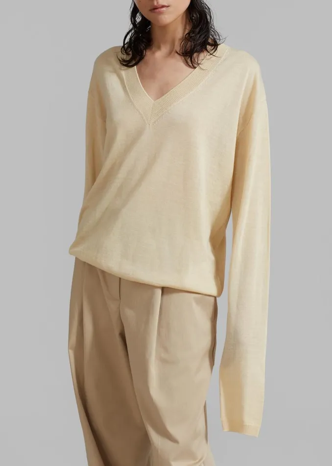 The Frankie Shop Juro VNeck Knit 8211 Butter Shop Knitwear
