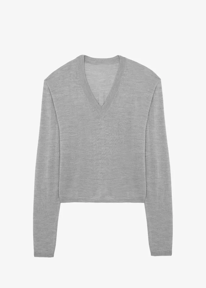 The Frankie Shop Juro VNeck Knit 8211 Grey Shop Knitwear