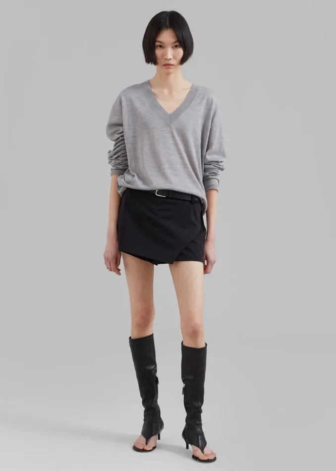 The Frankie Shop Juro VNeck Knit 8211 Grey Shop Knitwear