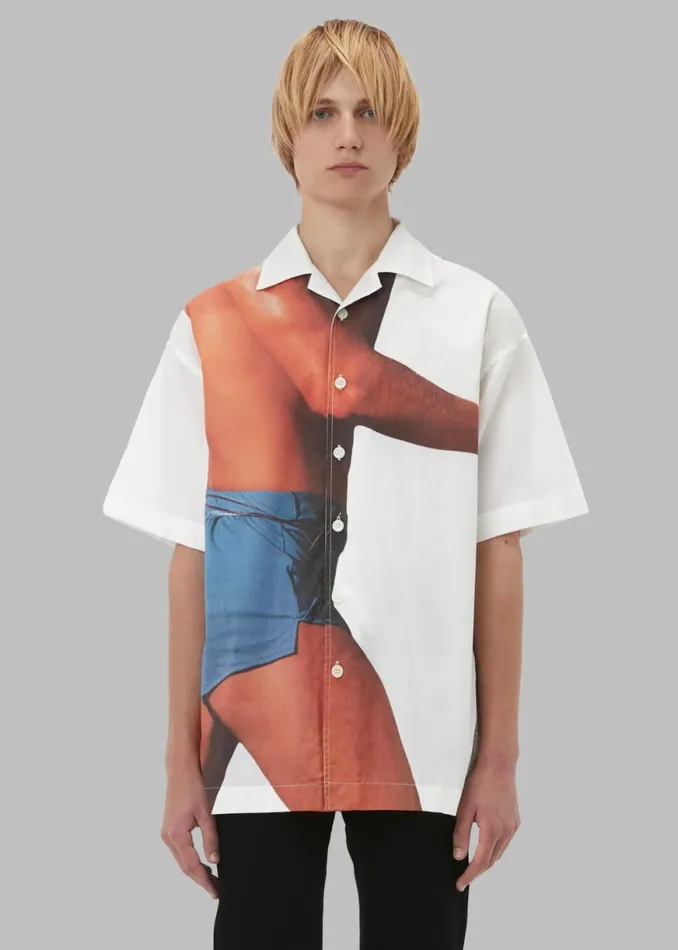 The Frankie Shop JW Anderson Profile Stud Printed Short Sleeve Shirt 8211 WhiteMulti Shop Clothing