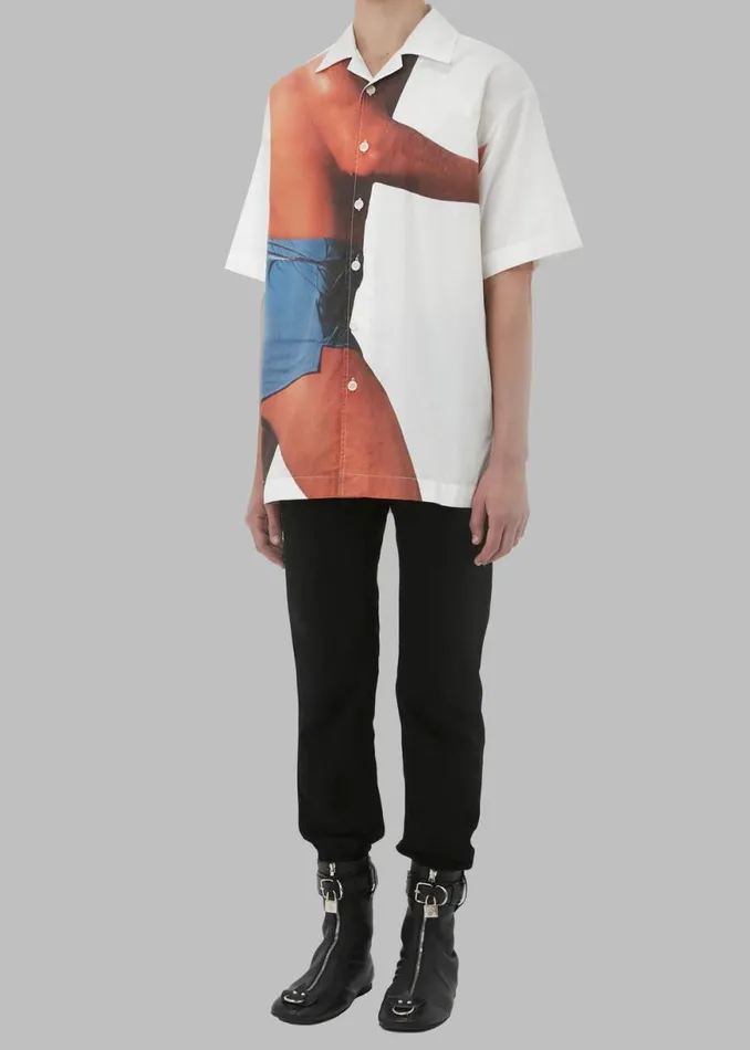 The Frankie Shop JW Anderson Profile Stud Printed Short Sleeve Shirt 8211 WhiteMulti Shop Clothing