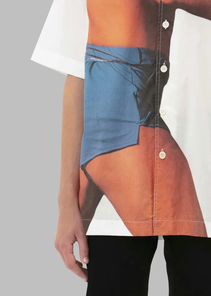 The Frankie Shop JW Anderson Profile Stud Printed Short Sleeve Shirt 8211 WhiteMulti Shop Clothing