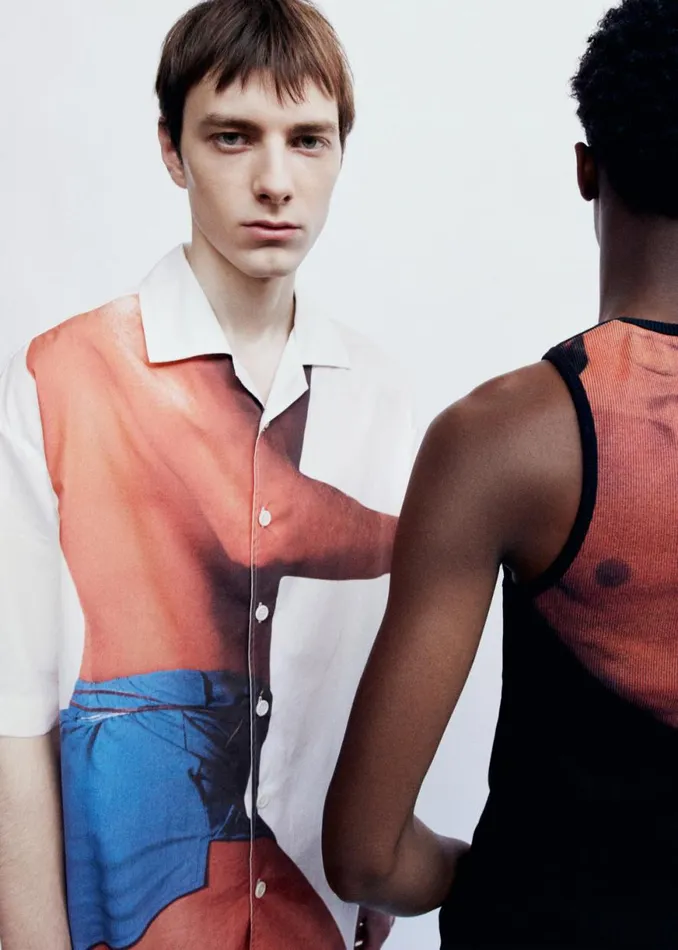 The Frankie Shop JW Anderson Profile Stud Printed Short Sleeve Shirt 8211 WhiteMulti Shop Clothing