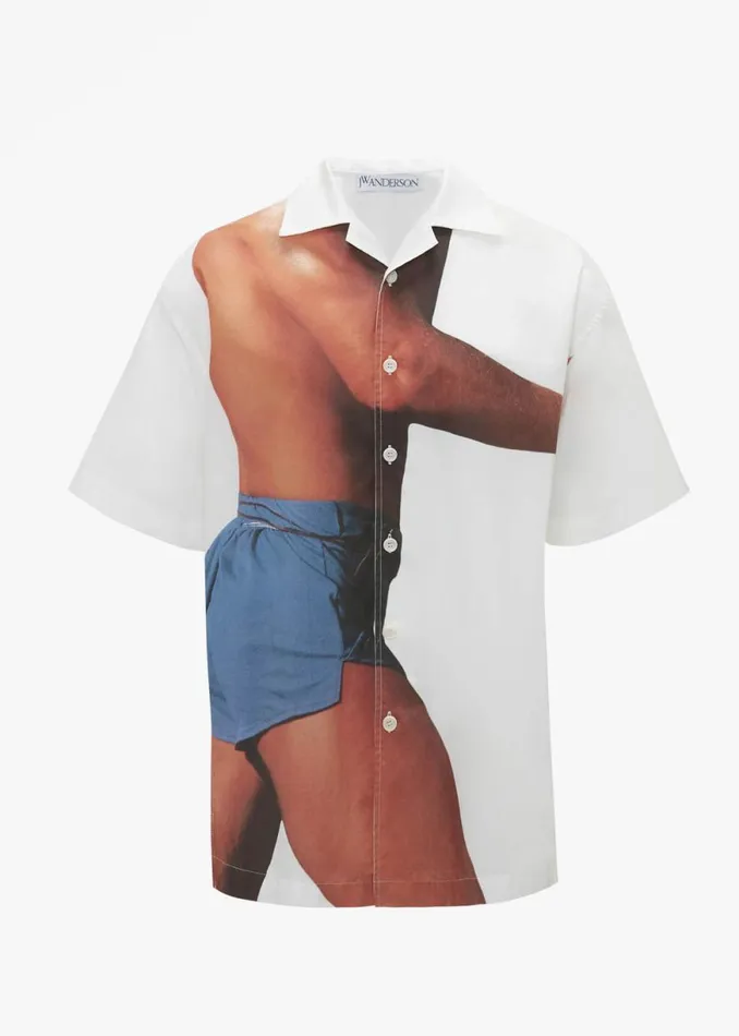 The Frankie Shop JW Anderson Profile Stud Printed Short Sleeve Shirt 8211 WhiteMulti Shop Clothing