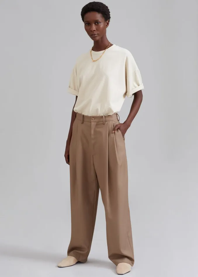The Frankie Shop Kerena Pintuck Pants 8211 Taupe Shop Clothing