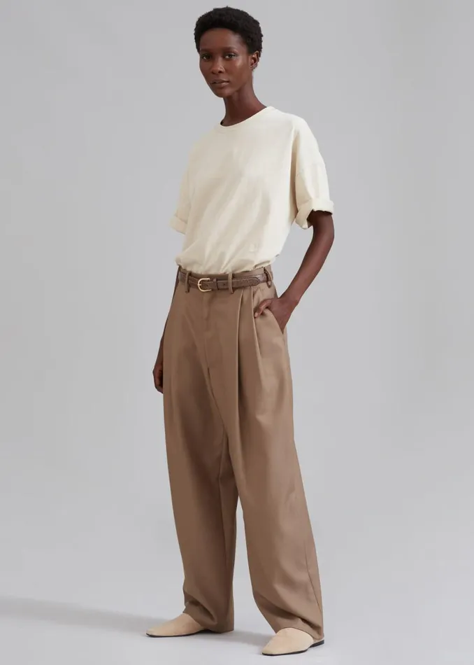 The Frankie Shop Kerena Pintuck Pants 8211 Taupe Shop Clothing