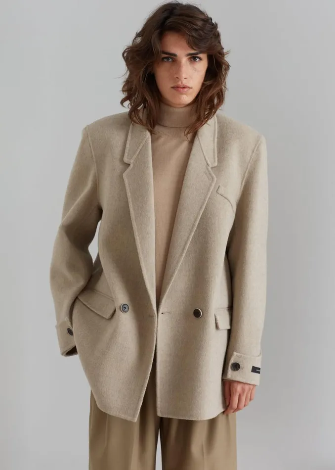 The Frankie Shop Kian Wool Blazer 8211 Beige Shop Outerwear