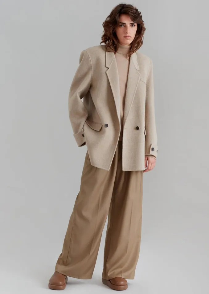 The Frankie Shop Kian Wool Blazer 8211 Beige Shop Outerwear