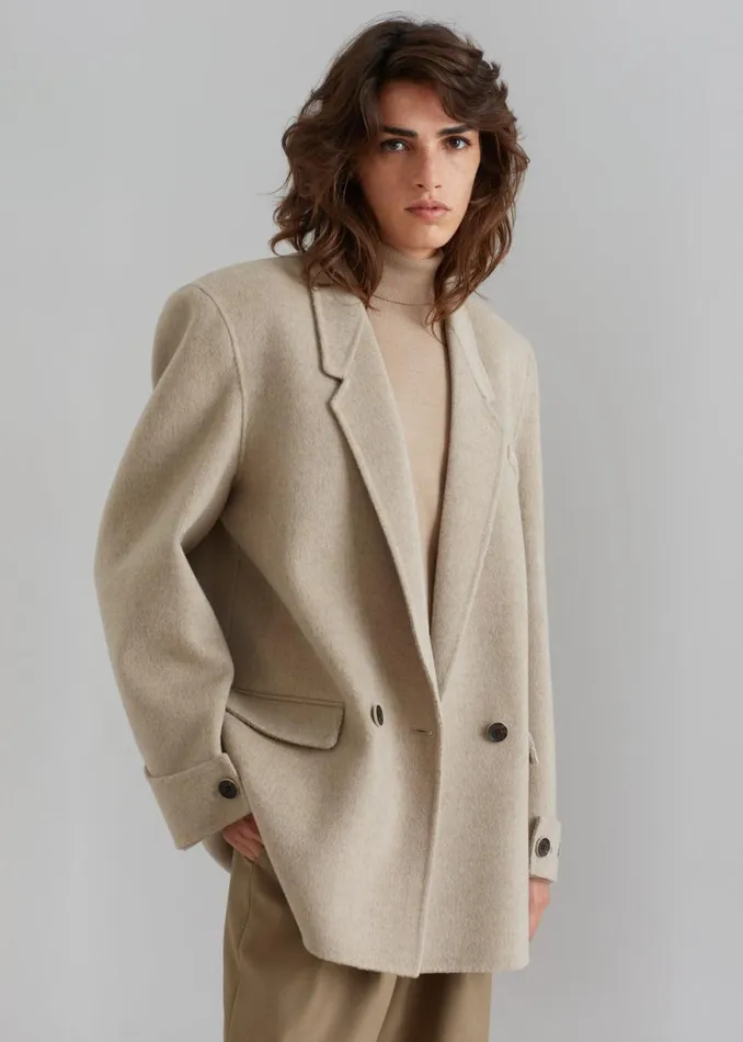 The Frankie Shop Kian Wool Blazer 8211 Beige Shop Outerwear