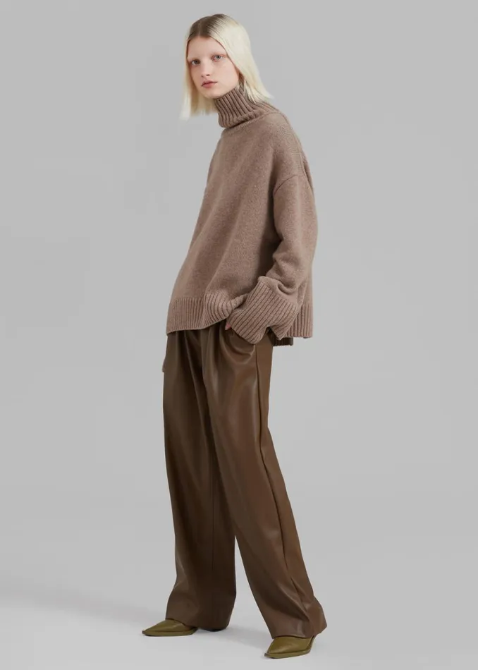 The Frankie Shop Liana Open Back Sweater 8211 Taupe Shop Knitwear