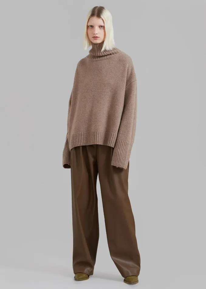 The Frankie Shop Liana Open Back Sweater 8211 Taupe Shop Knitwear