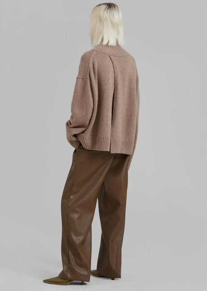 The Frankie Shop Liana Open Back Sweater 8211 Taupe Shop Knitwear