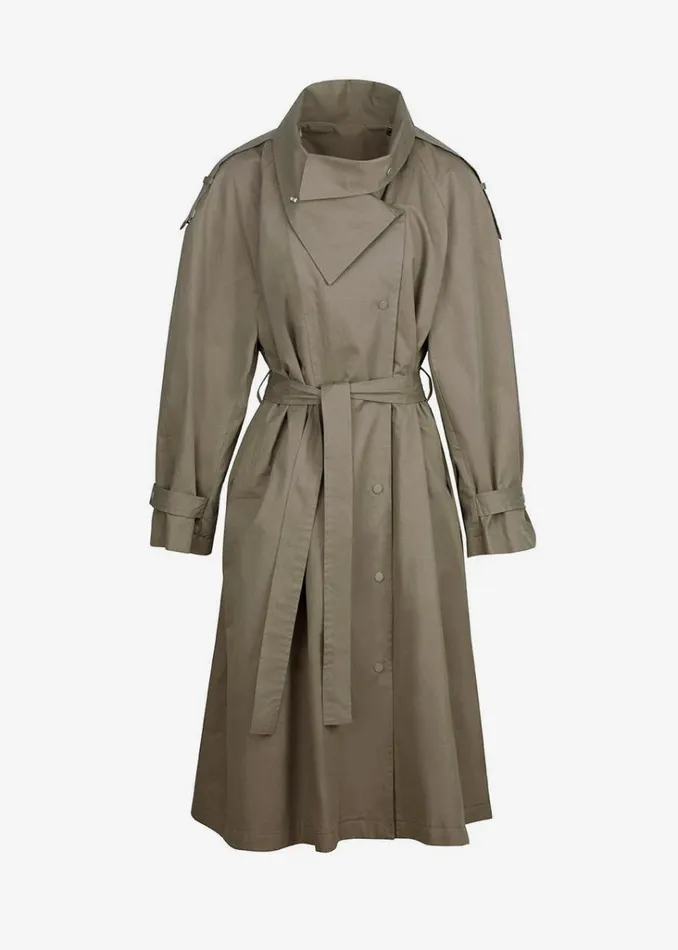 The Frankie Shop Lottie Wing Collar Trench Coat 8211 Olive Shop Outerwear
