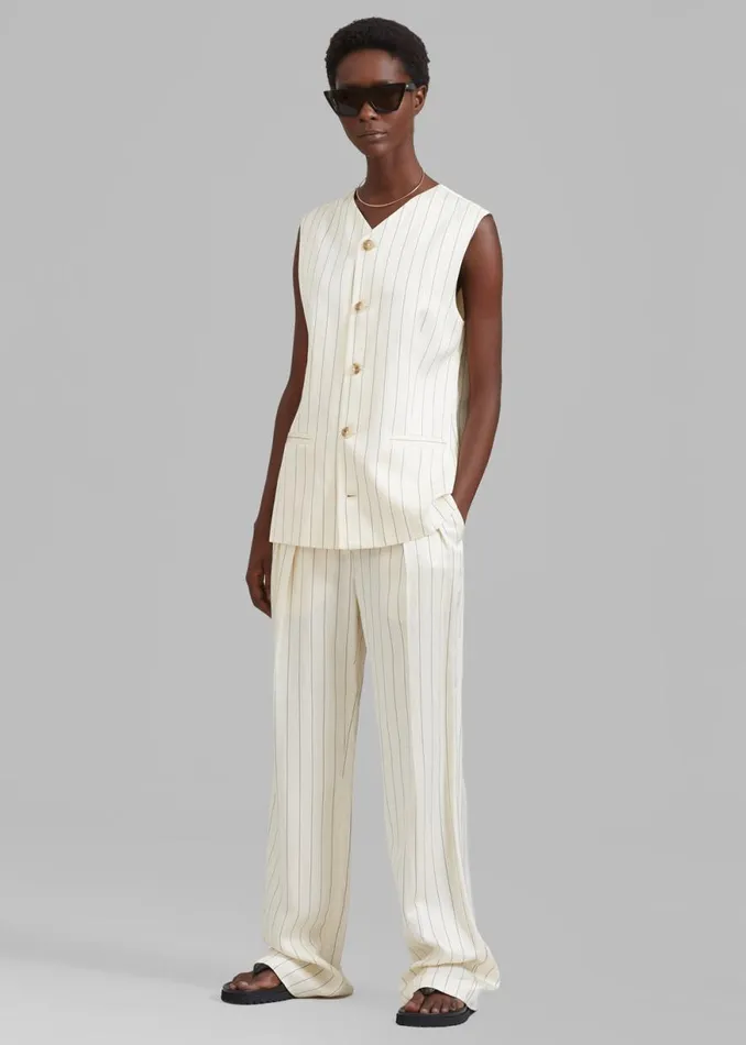 The Frankie Shop Loulou Studio Cetina Vest 8211 Striped Beige Shop Outerwear